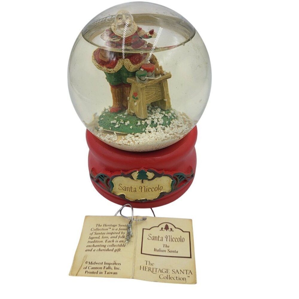 Vintage Midwest Snow Globe Santa Niccolo Italian Santa Musical